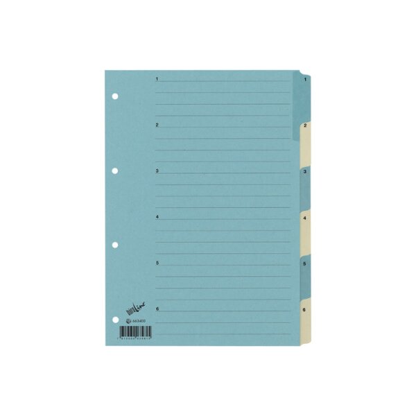 BÜROLINE Répert. carton A4 663400 bleu/beige 1-6