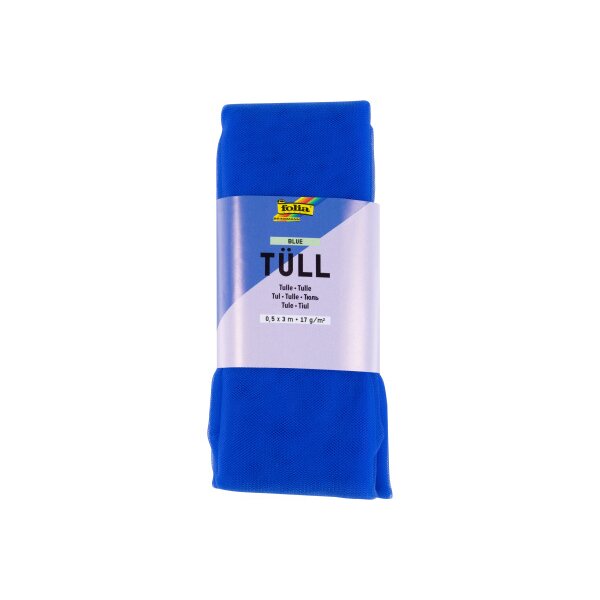 FOLIA Tüll-Stoff 3mx50cm 8036 blau