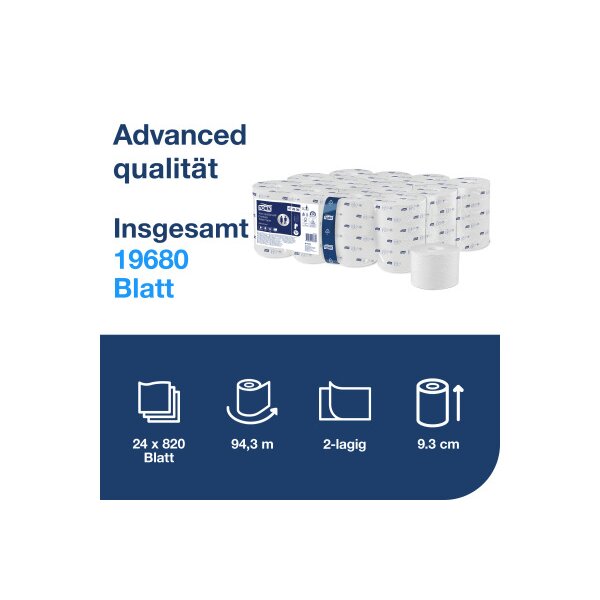 TORK Toilettenpapier T7 OptiServe&reg; 472630 2-lagig 24 Rollen a 820 Blatt