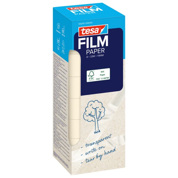 tesa Film PAPER, transparent, 19 mm x 66 m, Office Box