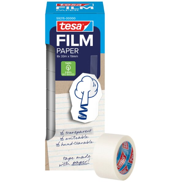 tesa Film PAPER, transparent, 19 mm x 66 m, Office Box