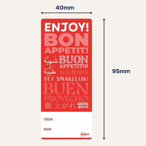 AVERY &Eacute;tiquette de fermeture bon app&eacute;tit, 40 x 95 mm