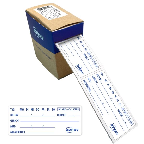 AVERY Proben-Etiketten, mit Tagesfeldern, 98 x 40 mm, weiss