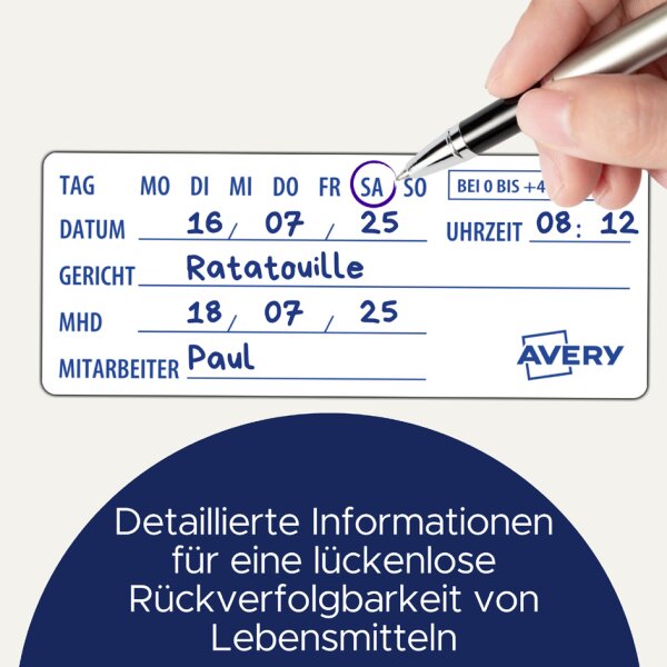 AVERY Proben-Etiketten, mit Tagesfeldern, 98 x 40 mm, weiss