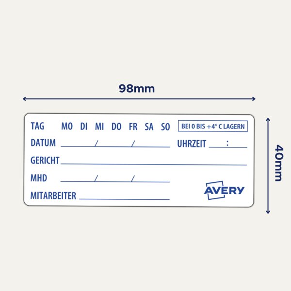 AVERY Proben-Etiketten, mit Tagesfeldern, 98 x 40 mm, weiss