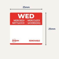 AVERY Étiquette jour WED, 25 x 25 mm, rouge