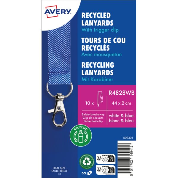 AVERY Textilband Lanyard, aus rPet, 20 x 440 mm, Blautöne