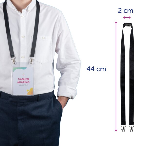 AVERY Lanyard mit Doppel-Karabiner, 20 x 440 mm, schwarz