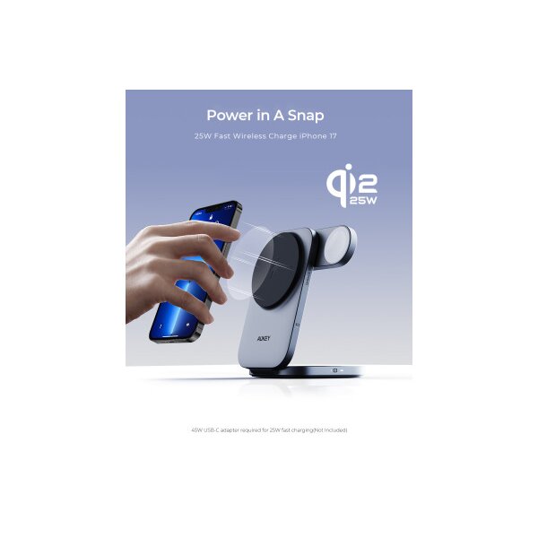AUKEY MagFusionZ 3-IN-1 foldable LC-MC312P Wirel.Charger 25W Qi2.2,Bl..