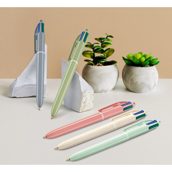 BIC Druckkugelschreiber 4 Colours Mineral Tones, Display