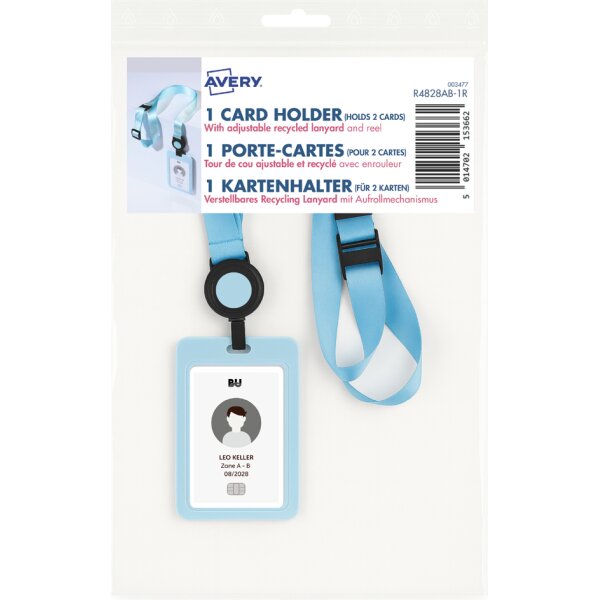 AVERY Ausweishalter mit Lanyard, pastellblau