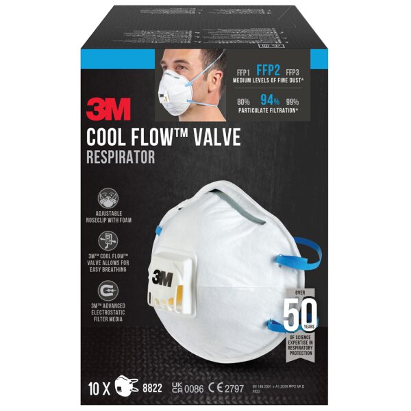 3M Masque respiratoire Cool Flow 8822, FFP2, lot de 10