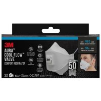 3M Atemschutzmaske Aura Comfort Cool Flow 9322+, FFP2, 2er