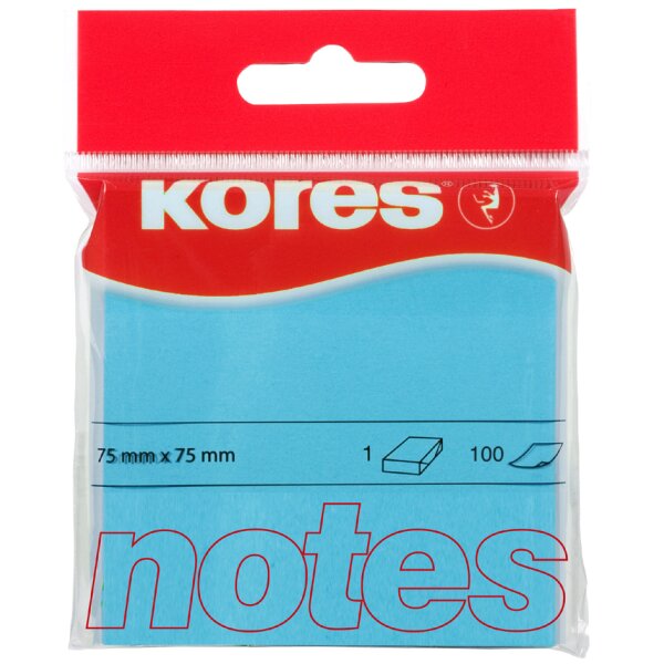 Kores Haftnotizen "NEON NOTES", 75 x 75 mm, blanko, blau