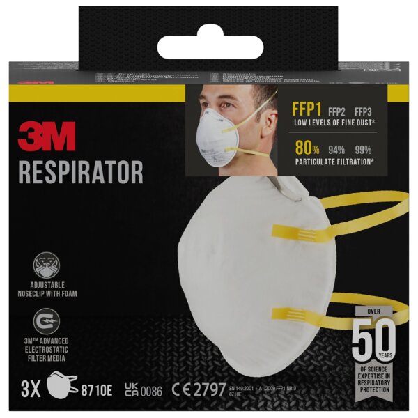 3M Masque respiratoire 8710E, FFP1, sans valve, lot de 3