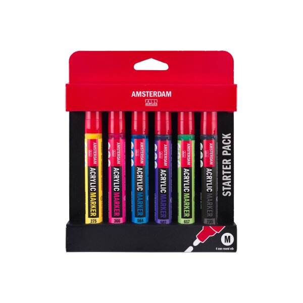 AMSTERDAM Acrylic Marker Intro 4mm 17519002 assorti 6 pièces