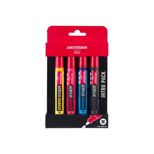 AMSTERDAM Acrylic Marker Starter 4mm 17519001 assorti 4 pièces