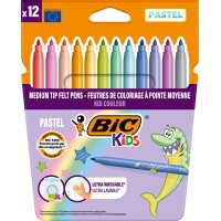 BIC KIDS Fasermaler Couleur medium Pastel, 12er Kartonetui