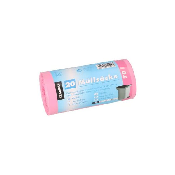 STARPAK Mülleimerbeutel HDPE, 70 Liter, grün