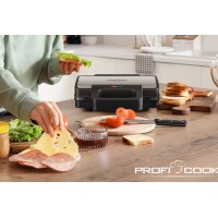 PROFI COOK Appareil à croque-monsieur PC-ST 1315, inox/noir