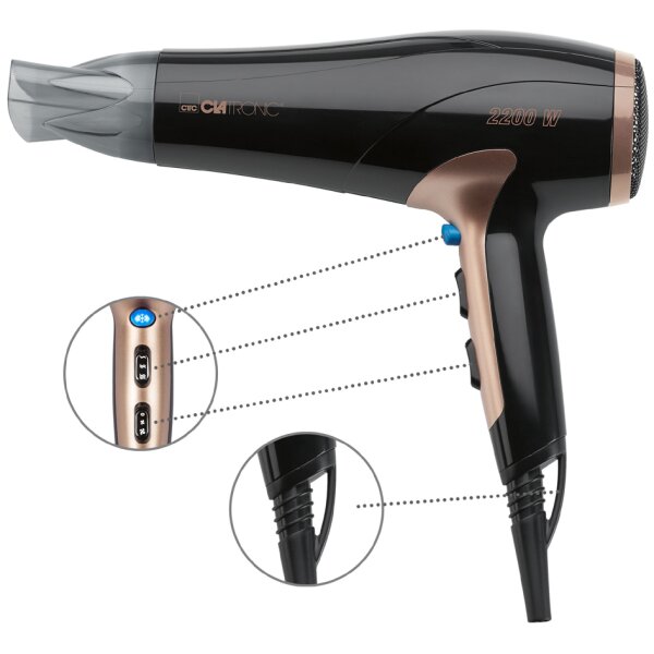 CLATRONIC Haartrockner HT 3661, schwarz kupfer