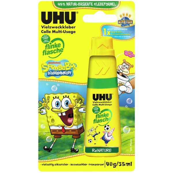 UHU Vielzweckkleber flinke flasche ReNATURE Spongebob, 40 g