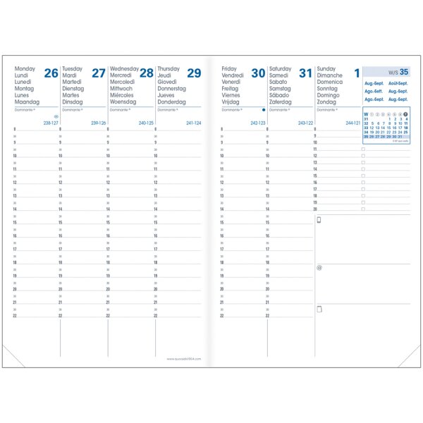 QUO VADIS Agenda PLANNING 21 SD, 2026 2027, 16 mois, vert