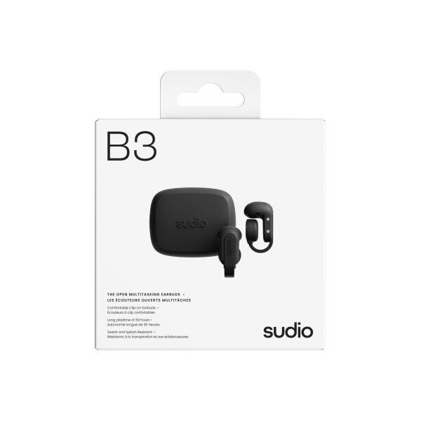 SUDIO Clip-On Earbuds B3BLK B3, Black, Wireless