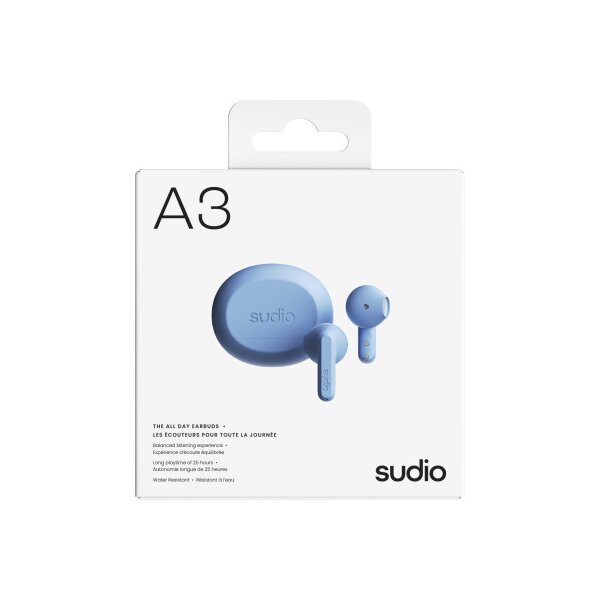 SUDIO Wireless Earbuds A3BLU A3, Blue