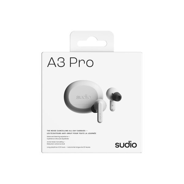 SUDIO Noise Cancelling Earbuds A3PROWHT A3 Pro, White, Wireless