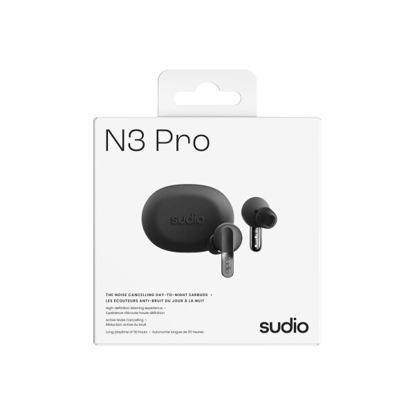 SUDIO Noise Cancelling Earbuds N3PROBLK N3 Pro, Black, Wireless