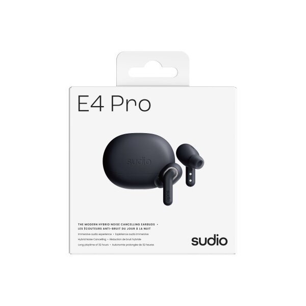 SUDIO Noise Cancelling Earbuds E4PROBLK E4 Pro, Black, Wireless