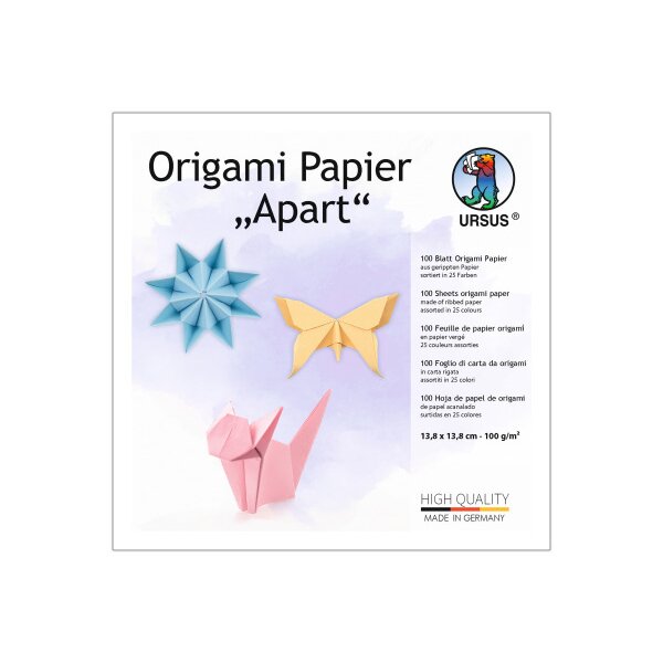 URSUS Faltbl&auml;tter Origam 13.8x13.8cm 22995599 Apart, 25 Farben 100 Blatt
