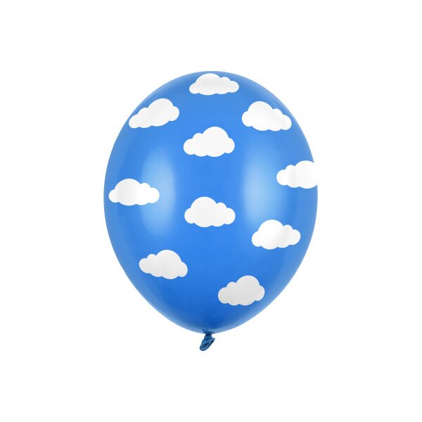PARTYDECO Ballons 30cm SB14P-230-00 Nuages, bleus 6 pi&egrave;ces