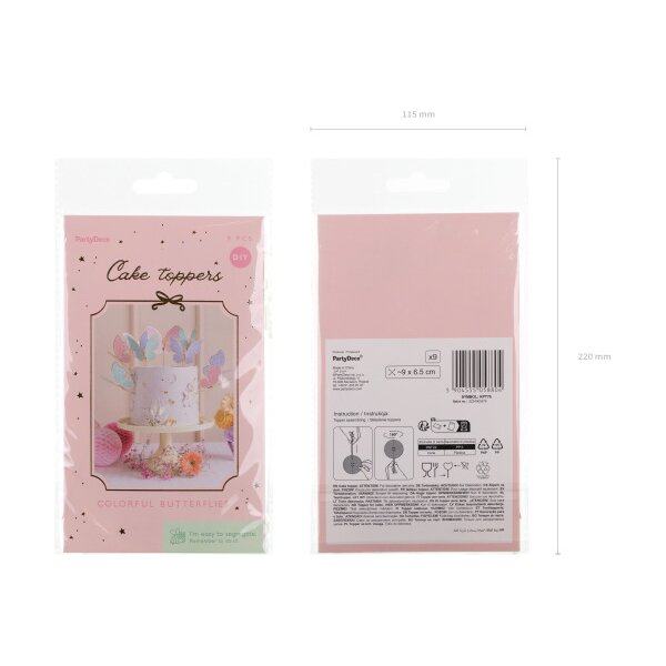 PARTYDECO Caketopper KPT76 Papillons 9 pi&egrave;ces