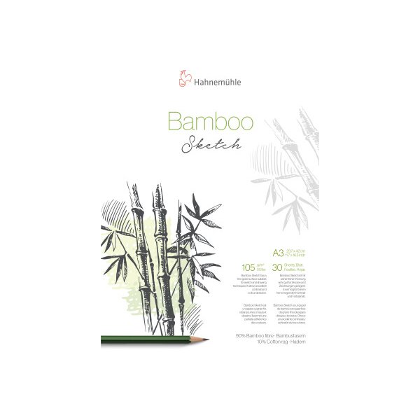 HAHNEMÜHLE Bloc à dessin Bamboo A3 10628562 blanc, 105g 30 feuilles