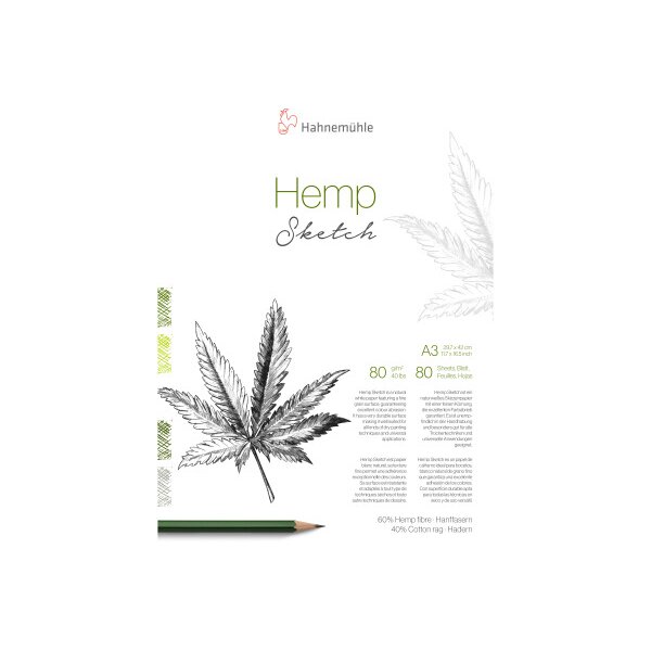 HAHNEMÜHLE Bloc à dessin Hemp Sketch A3 10625452 blanc, 80g 80 feuilles