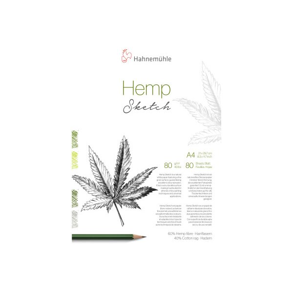 HAHNEMÜHLE Bloc à dessin Hemp Sketch A4 10625451 blanc, 80g 80 feuilles