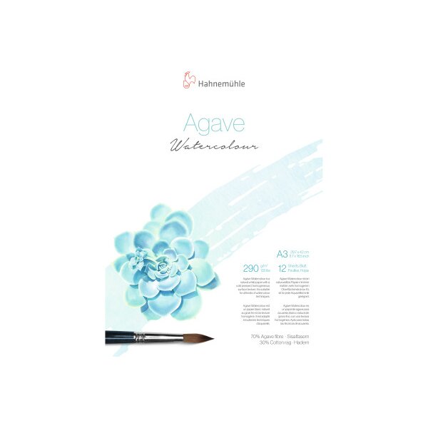 HAHNEMÜHLE Bloc aquarelle Agave A3 10625411 blanc, 290g 12 feuilles