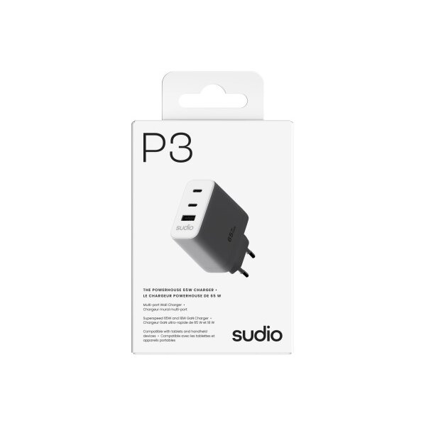 SUDIO USB-C Gan Wall Charger 65W P3EUWHT P3 EU, White