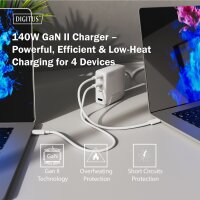 DIGITUS Chargeur secteur USB GaN, 3x USB-C / 1x USB-A, 140 W
