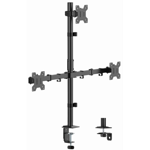 LogiLink Support triple &eacute;cran, longueur bras 376 mm, noir