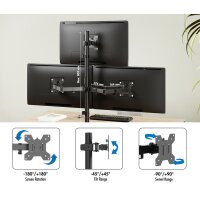 LogiLink Support triple écran, longueur bras 376 mm, noir