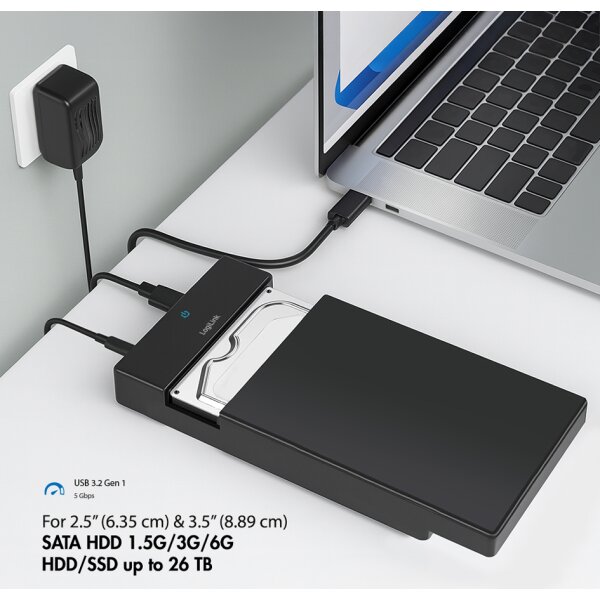 LogiLink Bo&icirc;tier USB 3.2 pour disque dur, HDD/SSD, 5 Gbps