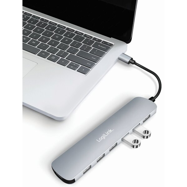 LogiLink Hub USB 3.2 Gen1, 7 ports, bo&icirc;tier aluminium, gris