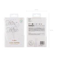 PARTYDECO Caketopper 16.5cm KPT81-008 Mr&Mrs blanc