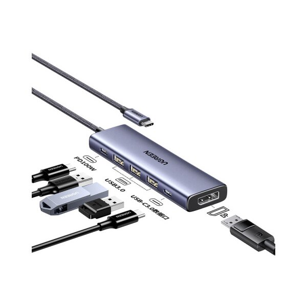 UGREEN Hub 5-in-1 USB-C to DP 75642 3xUSB-A3.0+1xUSB-C3.0