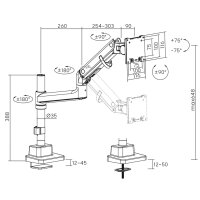 DIGITUS Monitorhalterung, Tragkraft: 27 kg, weiss
