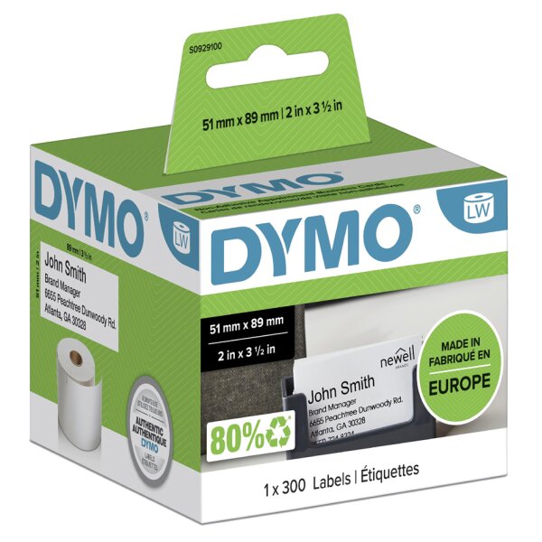DYMO LabelWriter-Namensschilder, 89 x 41 mm, weiss