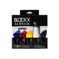 BLOCKX Peintures acryliques 5x120ml 65120BXC Couleurs...